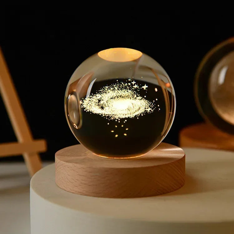Aesthetic Moon Crystal Sphere Galaxy Night Lamp