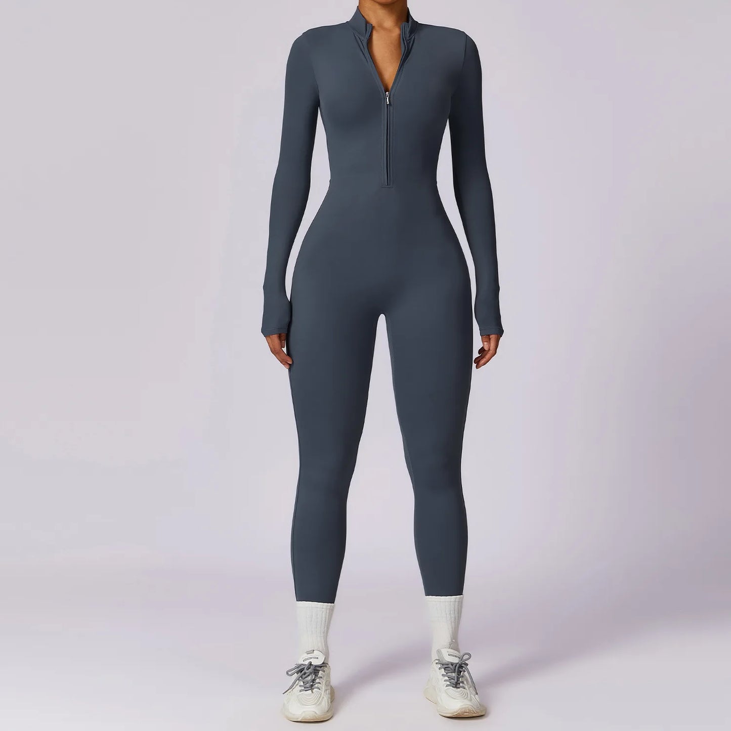 🧘‍♀️ Women’s Winter Yoga Jumpsuit – Long Sleeve High-Elastic Bodysuit