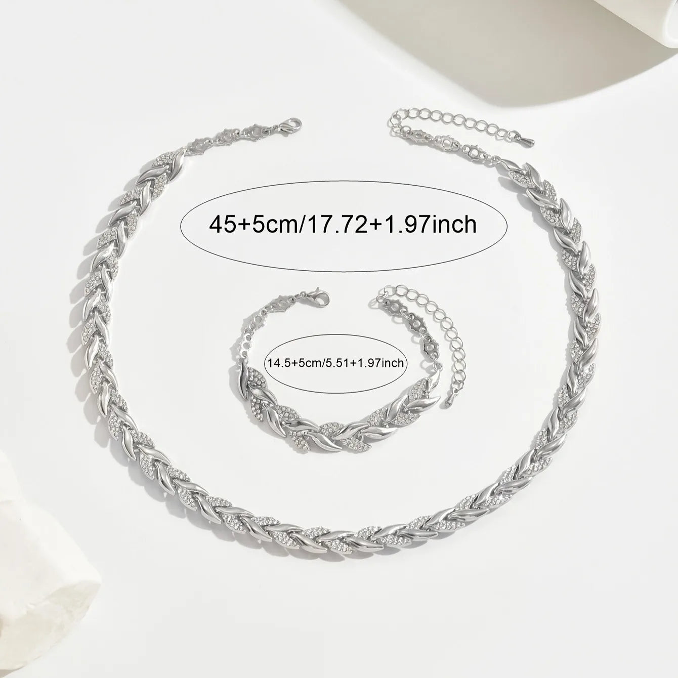 Premium Rhinestone Fish Tail Necklace Set – Elegant Jewelry