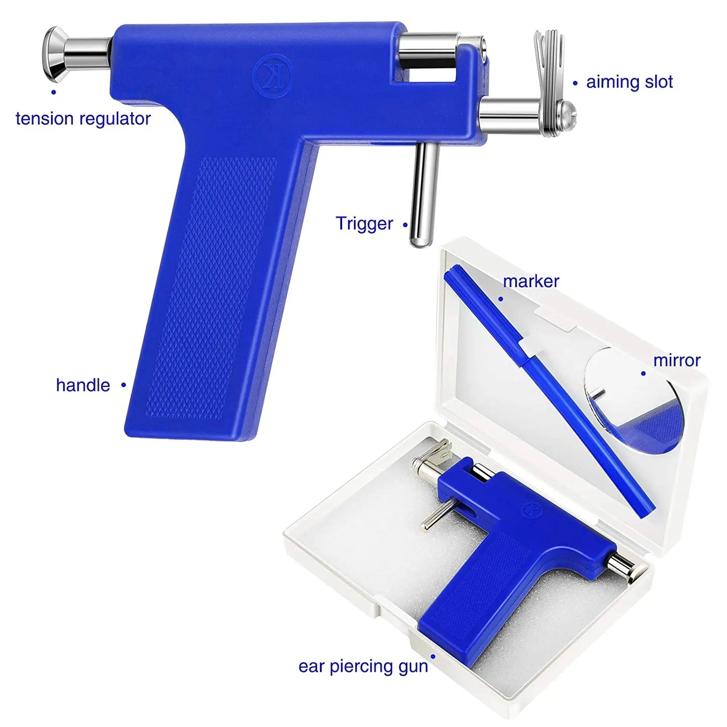 Glomexia Ear Piercing Kit (98pcs) | Professional Piercing Gun with Stainless Steel Studs