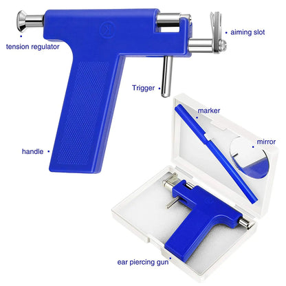 Glomexia Ear Piercing Kit (98pcs) | Professional Piercing Gun with Stainless Steel Studs
