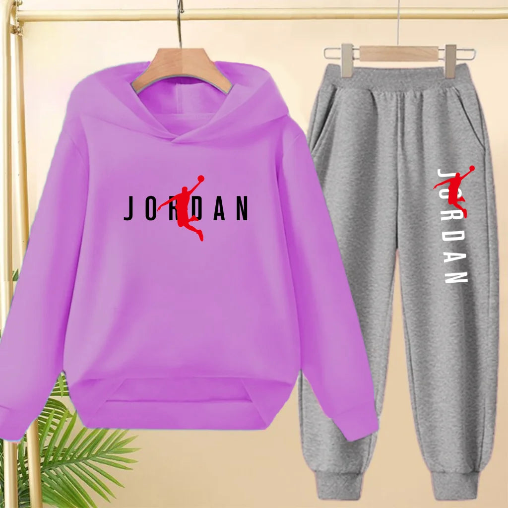 Glomexia Kids Black Hoodie Set – Trendy Sports Outfit