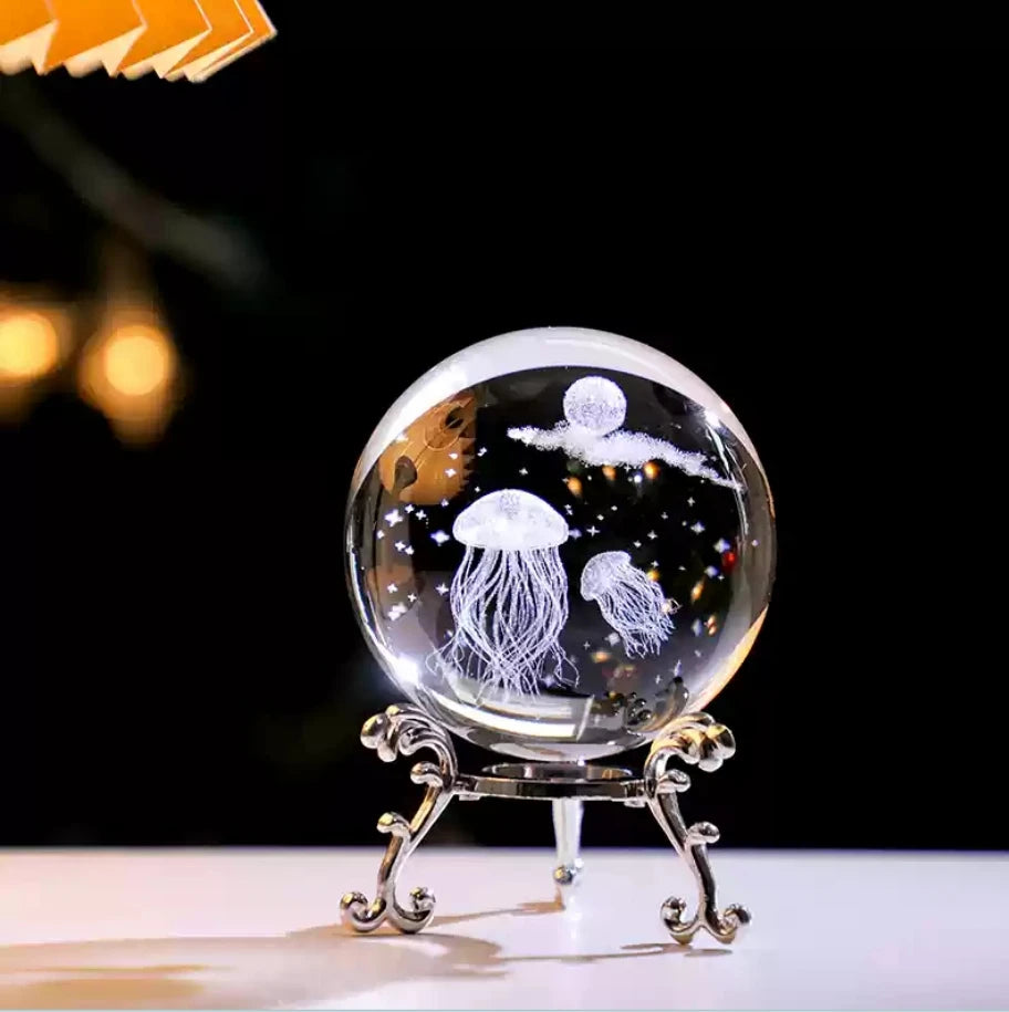3D Solar System Crystal Ball with Stand