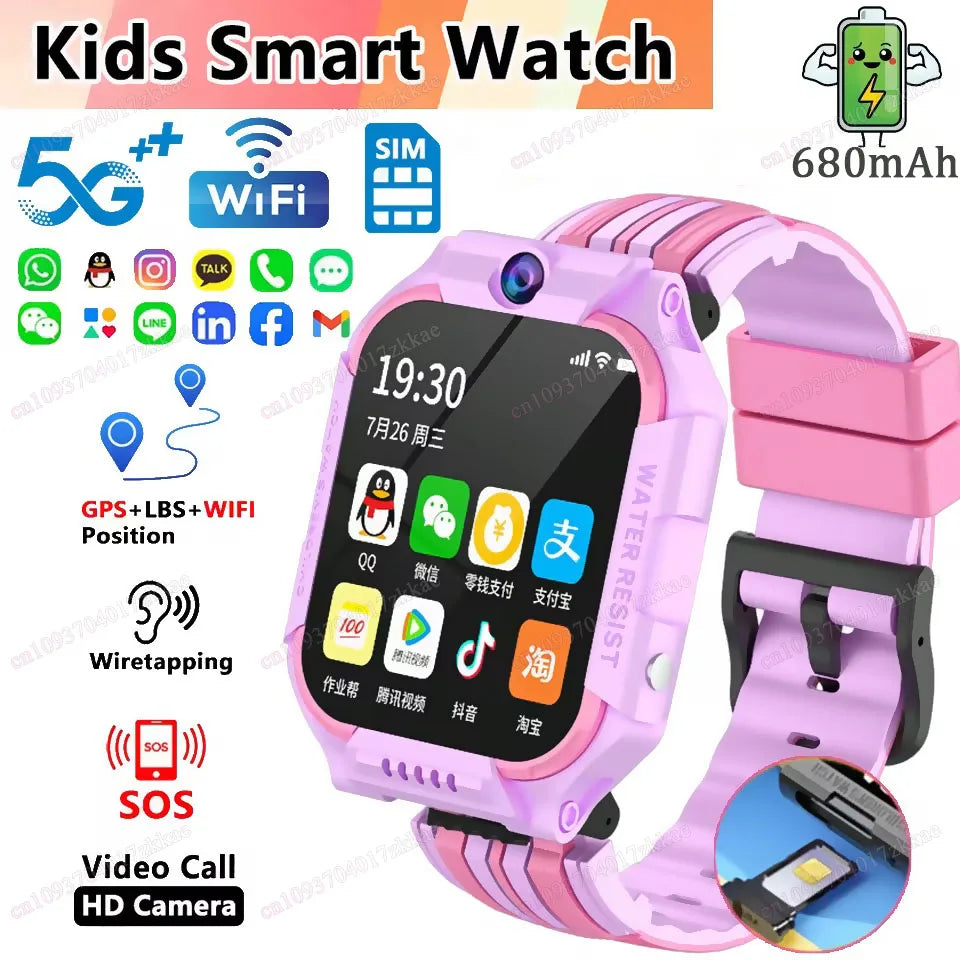 Kids 5G Smart Watch – SOS GPS Tracker with Camera & WiFi
