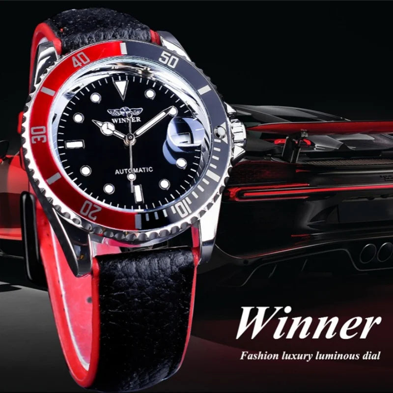 ⌚ WINNER 002 Automatic Mechanical Men’s Watch – Luminous Date Luxury Style ✨
