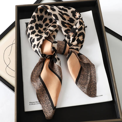 Women’s Luxury Cat Print Silk Square Scarf (70cm)