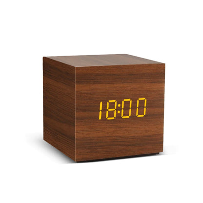 LED Wooden Digital Alarm Clock – Voice Control Table Clock