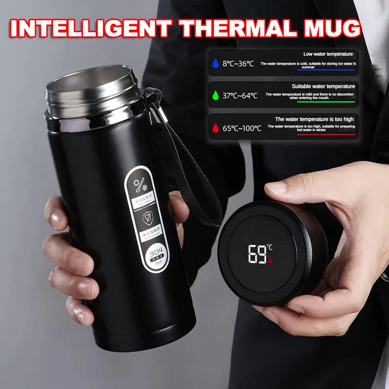 🌡️ Stainless Steel LED Temperature Thermos Bottle (500ML–1L) 💧✨