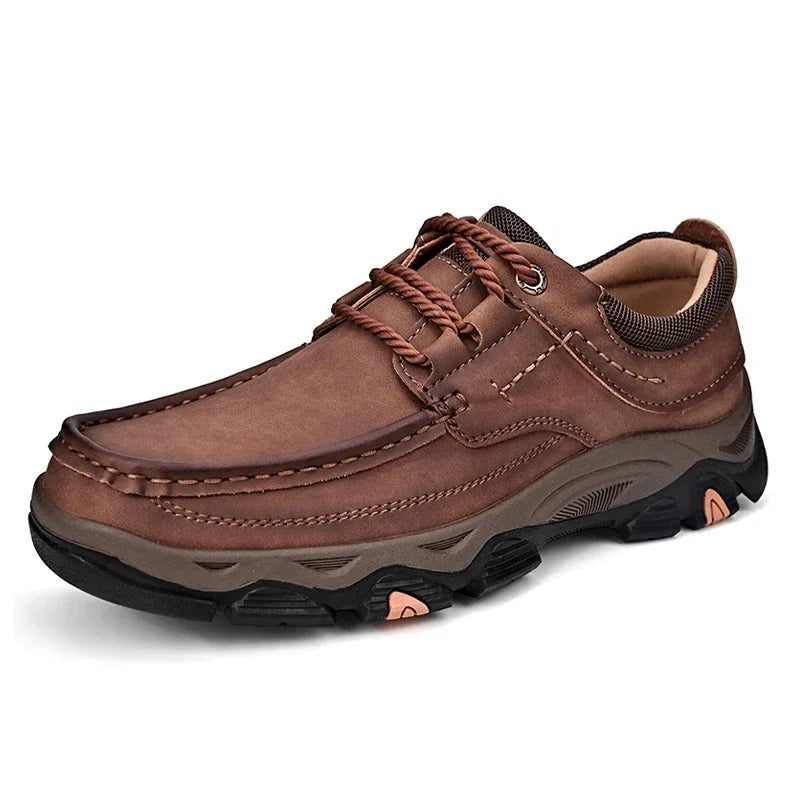 Glomexia Men Genuine Leather Loafers 👞 | Retro Slip-On Shoes