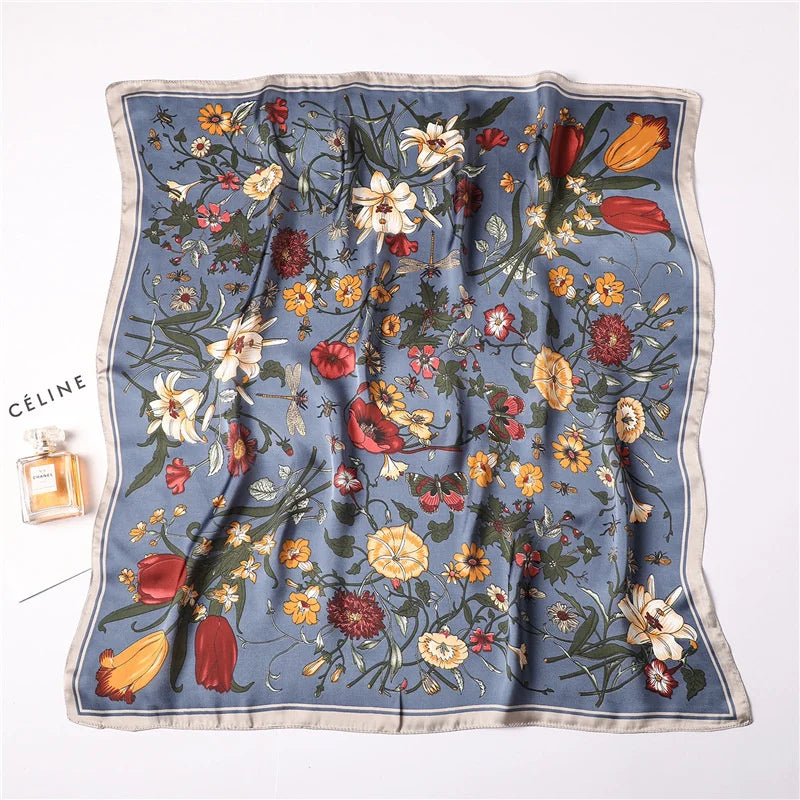 Women’s Luxury Floral Printed Silk Scarf