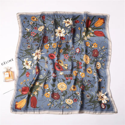 Women’s Luxury Floral Printed Silk Scarf