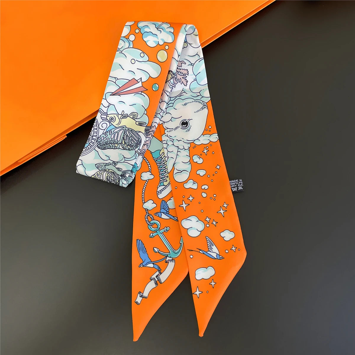 🧣 Glomexia Silk Print Hair Scarf – Elegant Women Fashion Wrap ✨