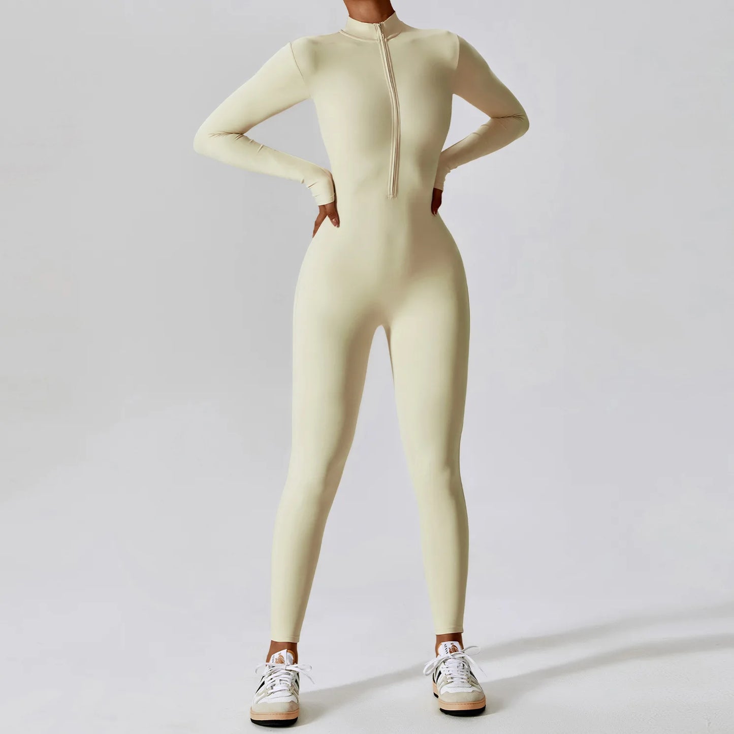 🧘‍♀️ Women’s Winter Yoga Jumpsuit – Long Sleeve High-Elastic Bodysuit