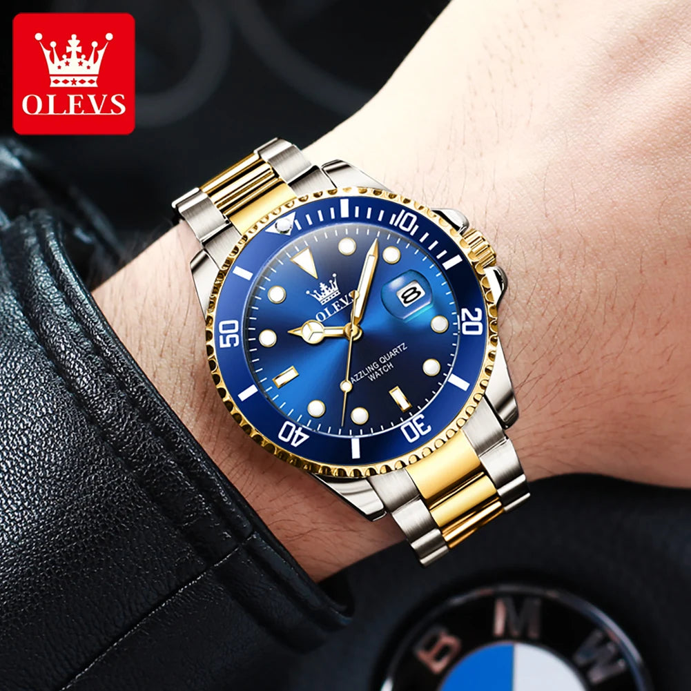 Luxury Stainless Steel Men’s Watch – Quartz Waterproof Wristwatch