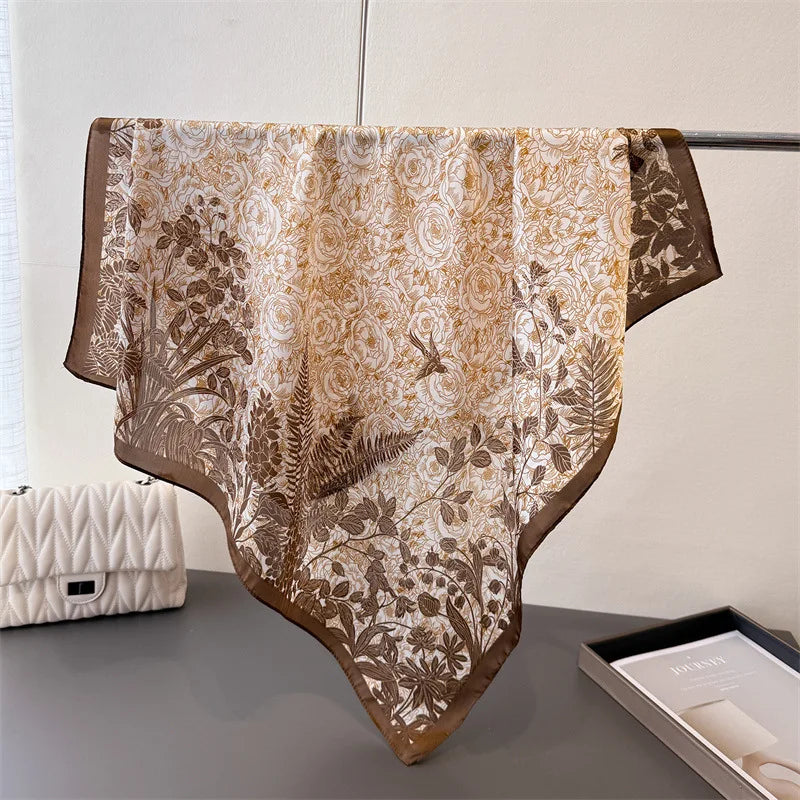 Women’s Luxury Floral Printed Silk Scarf