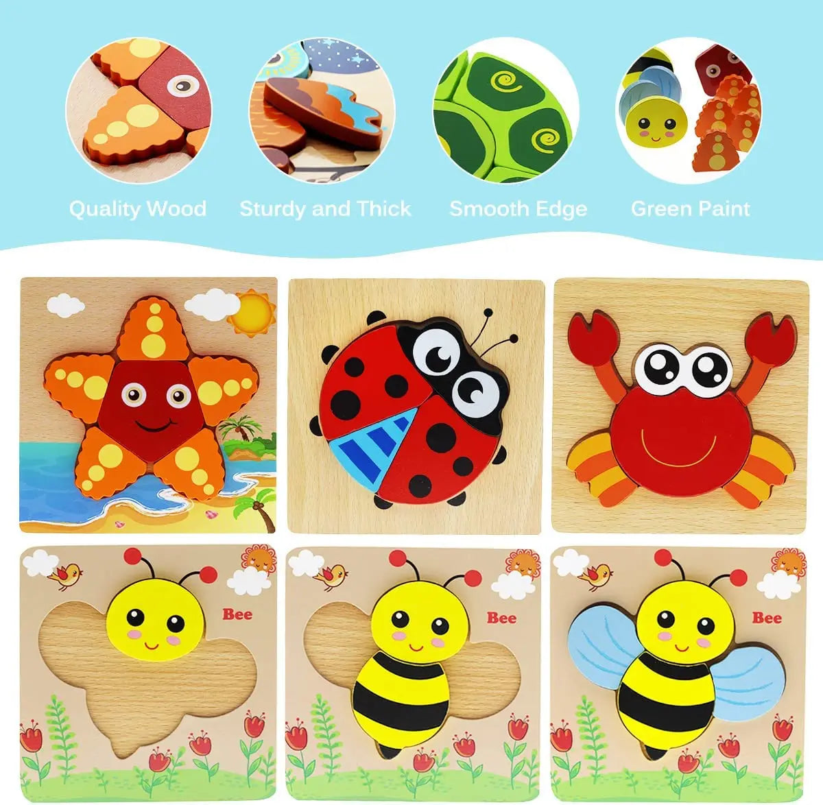 Wooden 3D Cartoon Animal Puzzle Toy