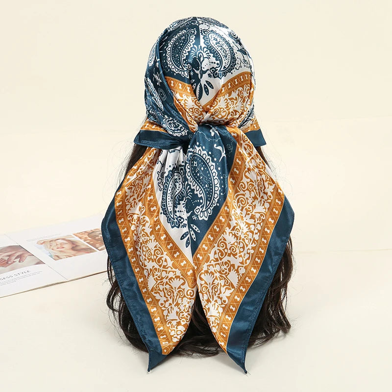 Premium 90x90 Paisley Fashion Scarf | Women Headband | GLOMEXIA