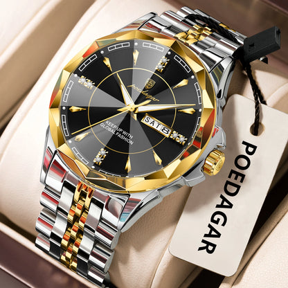Men’s Luxury Stainless Steel Watch – Date & Week Display
