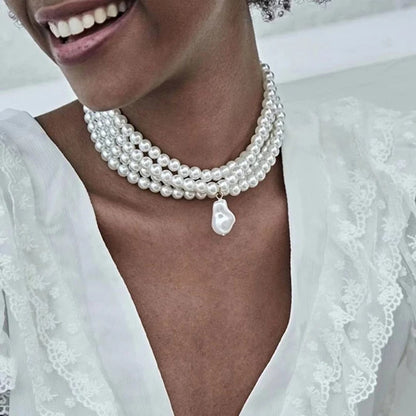 Premium Layered Baroque Pearl Choker Necklace