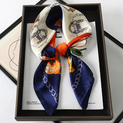 Women’s Luxury Cat Print Silk Square Scarf (70cm)