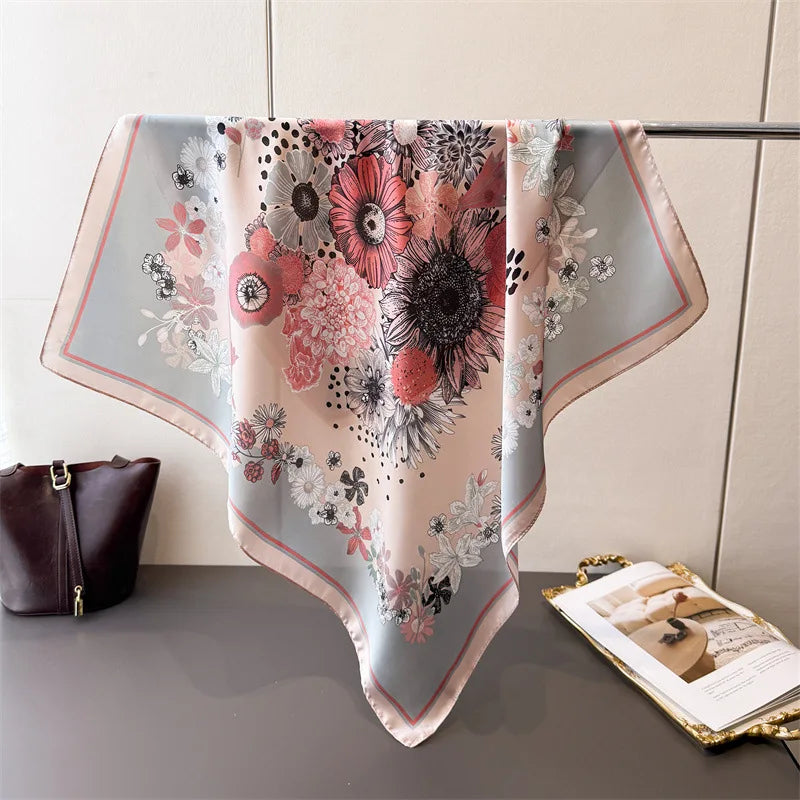 Women’s Luxury Floral Printed Silk Scarf