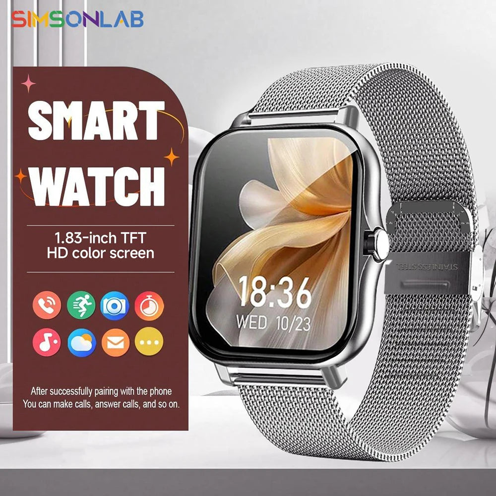Bluetooth Call Smart Watch – 1.83” Touch Fitness Tracker
