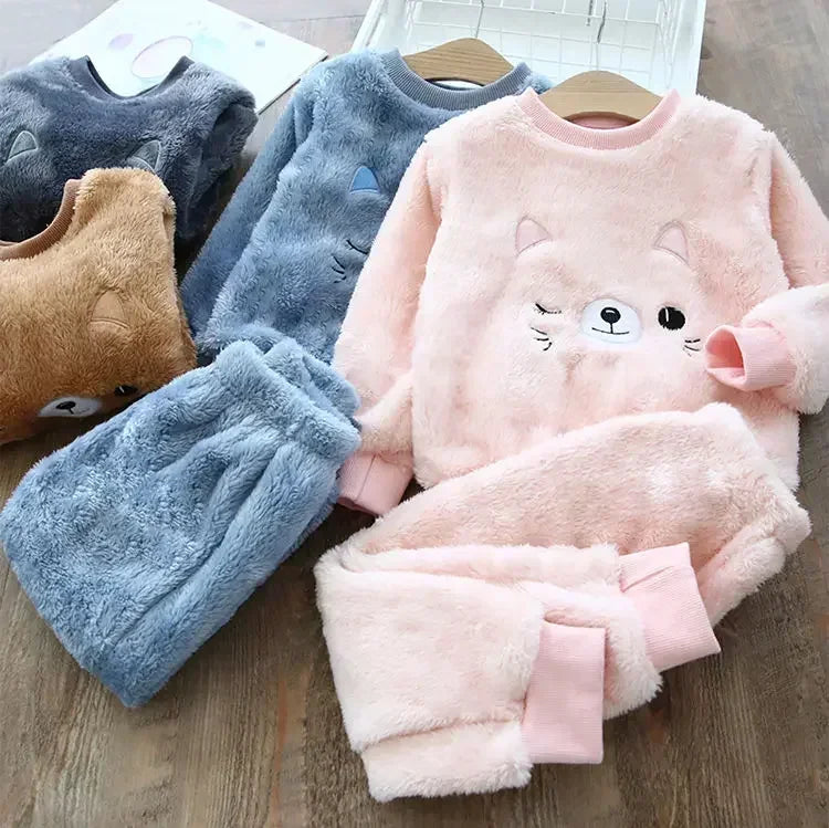 Premium Kids Bear Winter Pajama Set (2-Piece)
