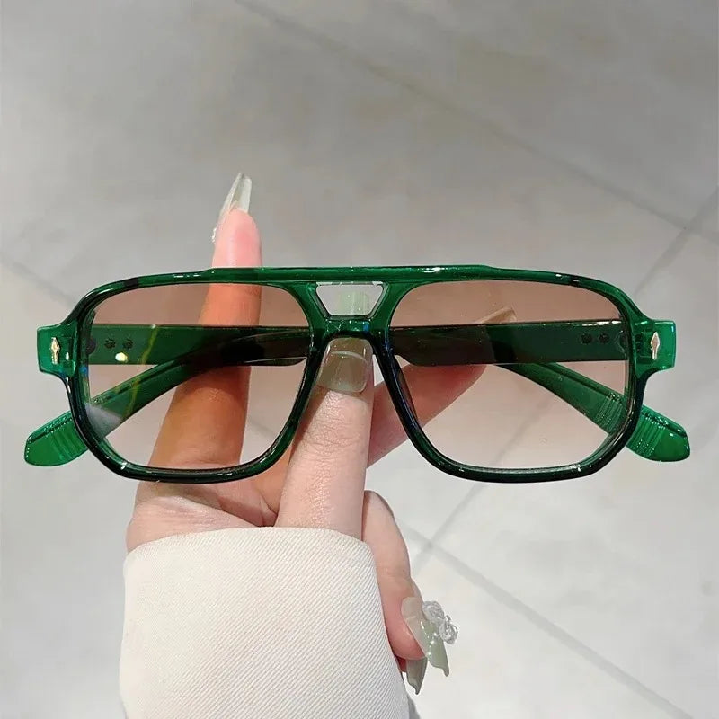 Vintage Square Sunglasses – Double Bridge UV400 Eyewear