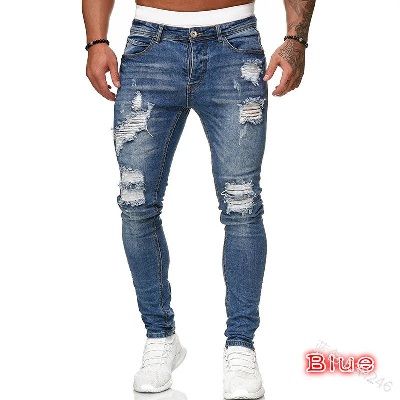 🔥 Men’s Pencil Fit Jeans – Low Waist Casual Denim Pants