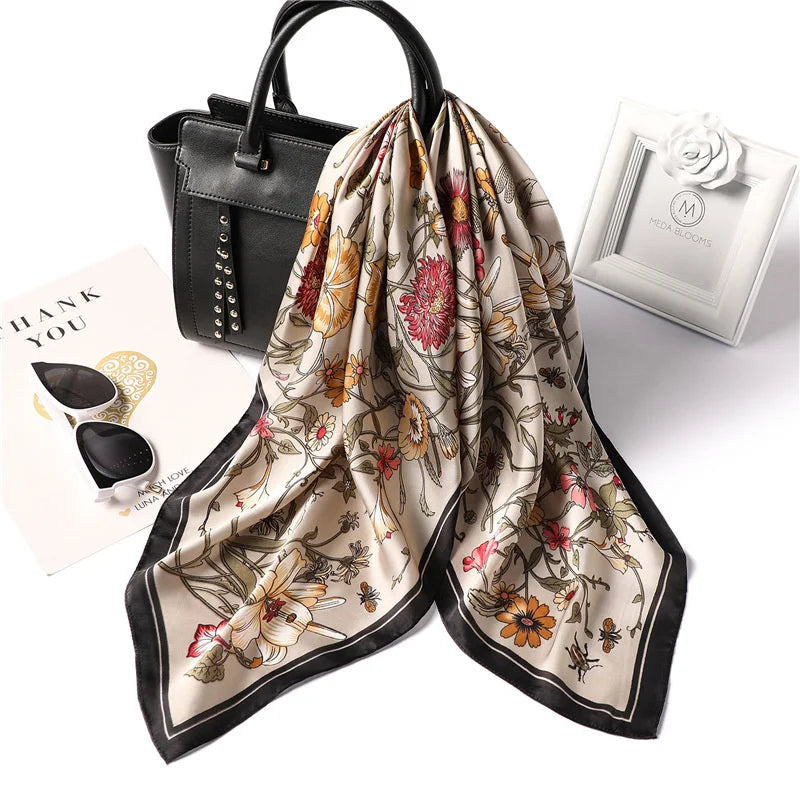Women’s Luxury Floral Printed Silk Scarf