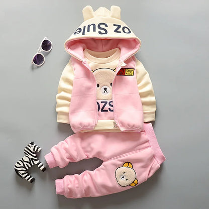 Kids Winter Fleece Outfit Set – Warm Hooded Jacket & Padded Pants (2-Piece)
