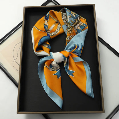 Women’s Luxury Cat Print Silk Square Scarf (70cm)