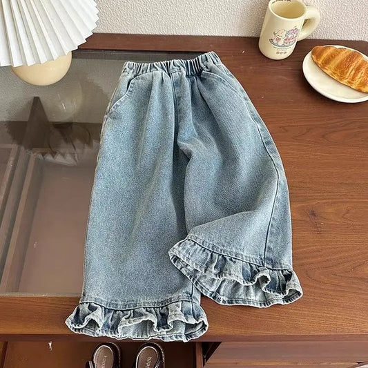 Girls Loose Wide Leg Jeans – Spring Autumn