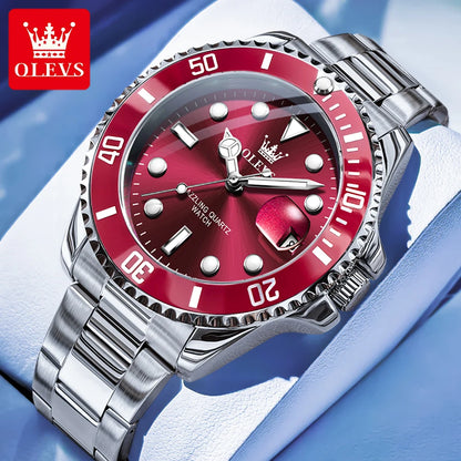 Luxury Stainless Steel Men’s Watch – Quartz Waterproof Wristwatch