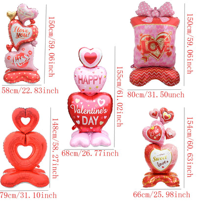 Large Kiss Me Love Heart Foil Balloon Stand