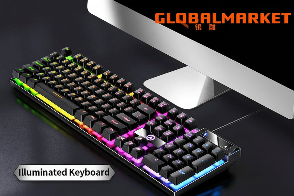 ⌨️ GlobalMarket Low-Profile Wired Gaming Keyboard with Numpad – RGB Style Keyboard for PC & Laptop