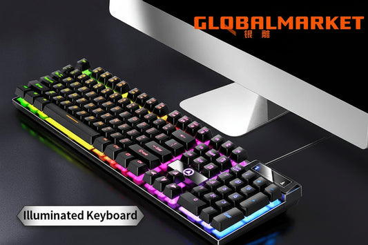 ⌨️ GlobalMarket Low-Profile Wired Gaming Keyboard with Numpad – RGB Style Keyboard for PC & Laptop