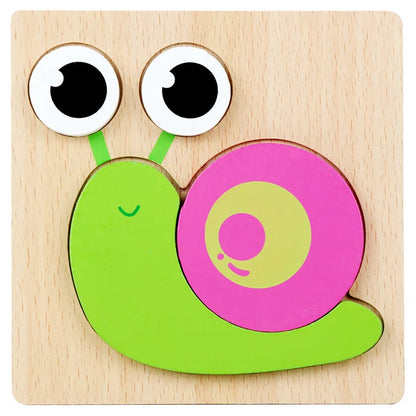 Wooden 3D Cartoon Animal Puzzle Toy