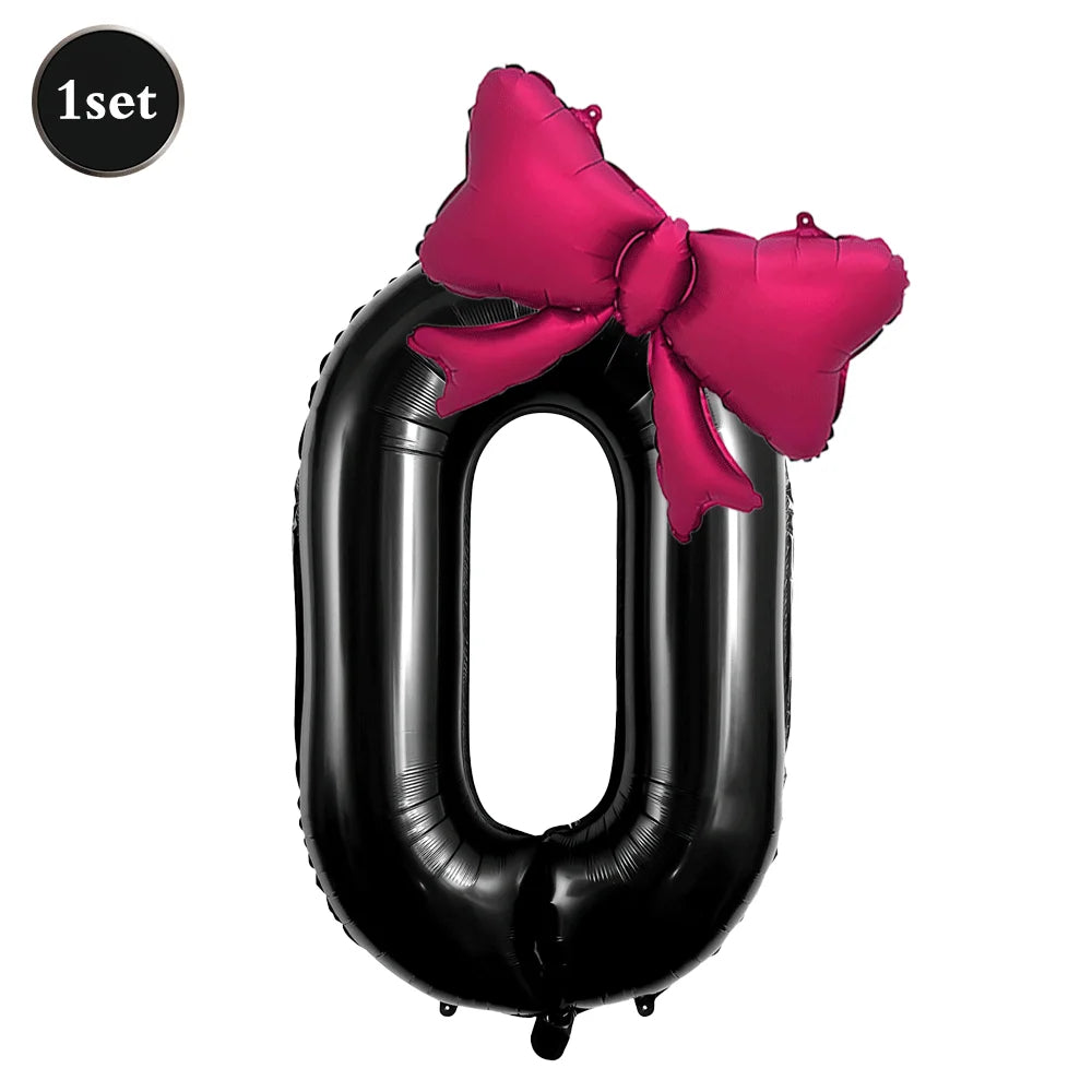 Large Bow Number Foil Birthday Balloon