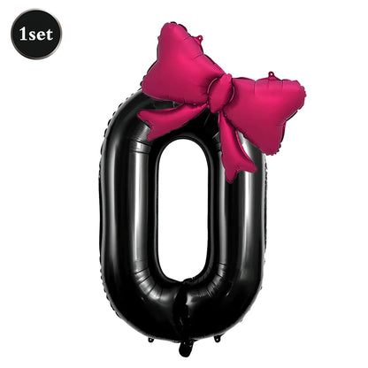 Large Bow Number Foil Birthday Balloon