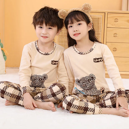 🧸 Boys Cartoon Cotton Pajama Set – Full Sleeve Nightwear