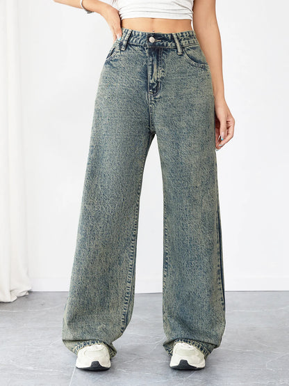 👖 Chic Wide-Leg Vintage Denim Jeans ✨