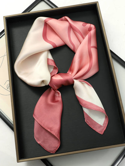 Women’s Luxury Cat Print Silk Square Scarf (70cm)