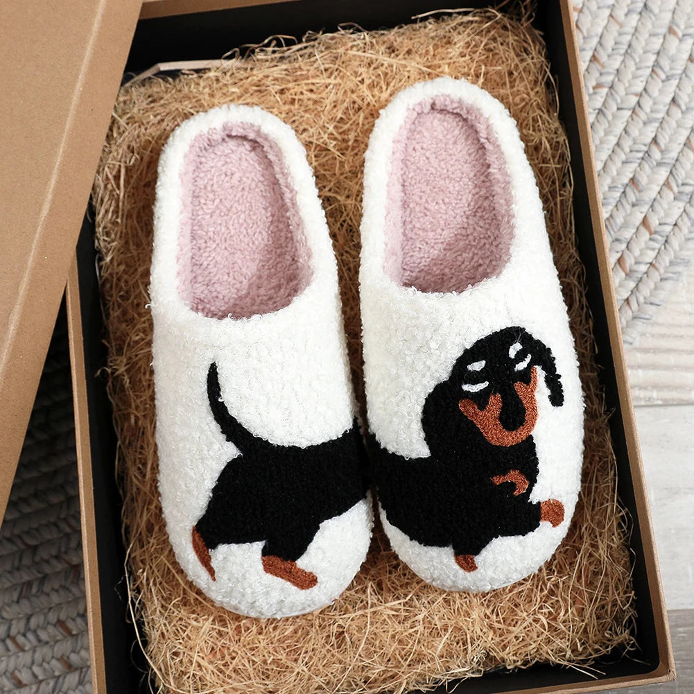 Plush Dachshund Slippers 🐾❄️