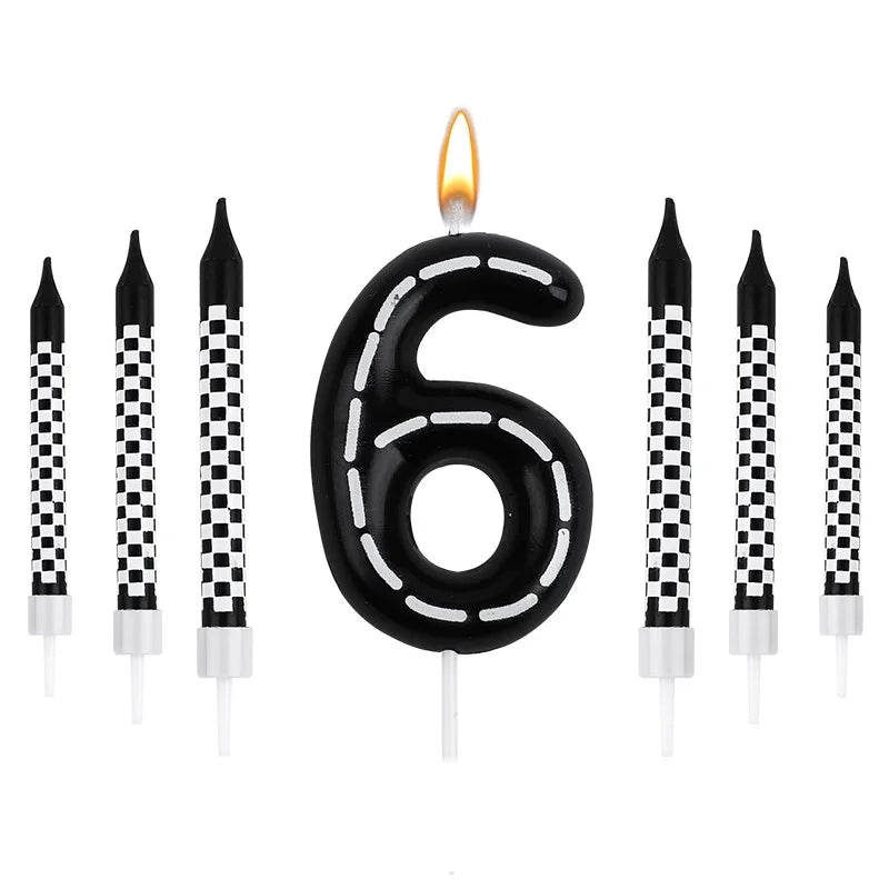 7pcs Racing Cars Birthday Number Candle Set – Cake Topper Decoration