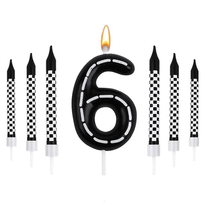 7pcs Racing Cars Birthday Number Candle Set – Cake Topper Decoration