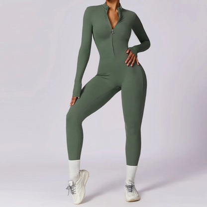 🧘‍♀️ Women’s Winter Yoga Jumpsuit – Long Sleeve High-Elastic Bodysuit