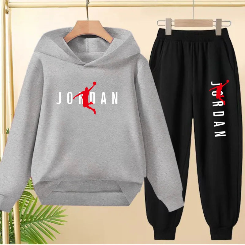 Glomexia Kids Black Hoodie Set – Trendy Sports Outfit