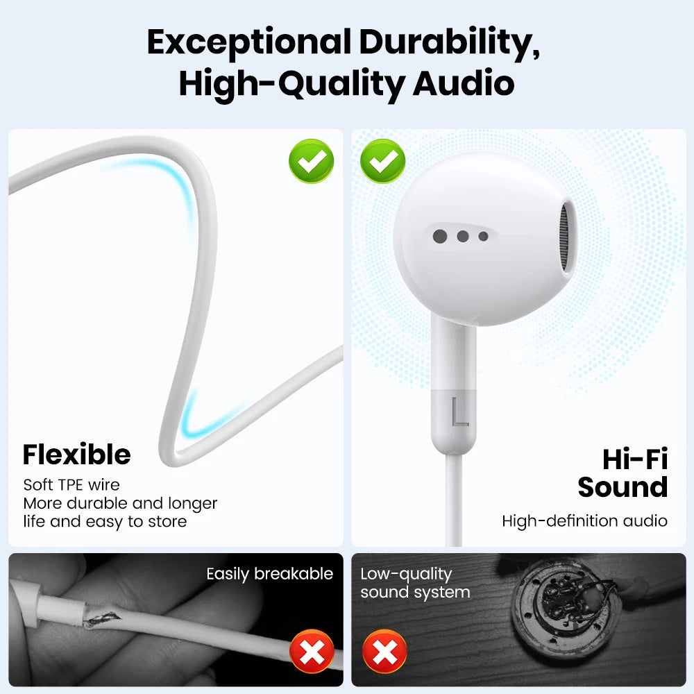 🎧 GlobalMarket Premium Wired In-Ear Earphones – Type-C & 3.5mm Universal Headset for Smartphones
