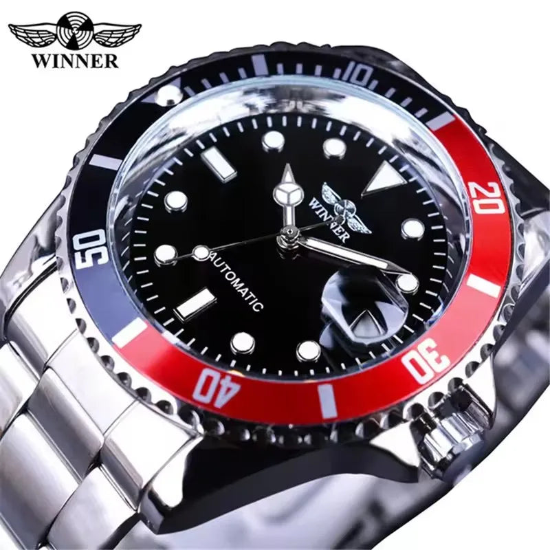 ⌚ WINNER 002 Automatic Mechanical Men’s Watch – Luminous Date Luxury Style ✨